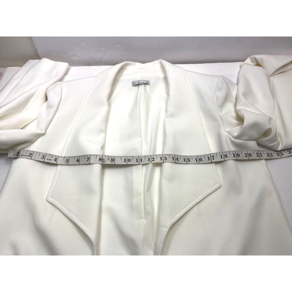 Tahari Arthur S. Levine Womens White Open-Front Blazer W/ Zipper Pockets Size 10 - Picture 5 of 8